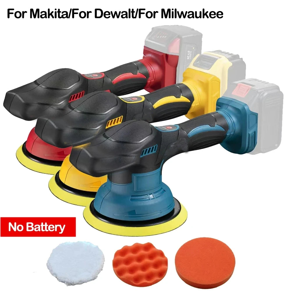 Wireless Electric Car Polisher 8 Gears Variable Speed Auto Wax Sand Seal Glaze Polishing Tool Fit 18V Li-ion Battery