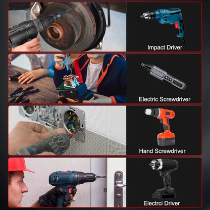 Rafford15PCS Magnetic Batch Head Impact Electric Screwdriver Bit Set Magnetic Case 5 Types S2 Head Bit Anti-slip Waterproof Bits