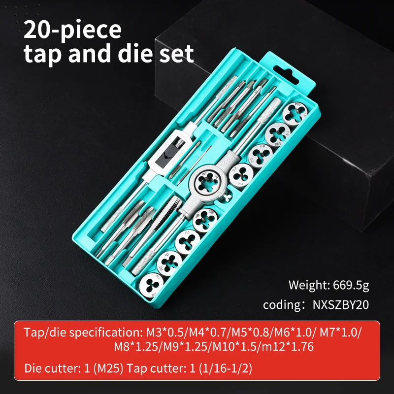 12/20/40pcs Multi-Size Portable Home Taps Slabs Tool Cases  Hardware Tool Portable Universal Combination Alloy Ste