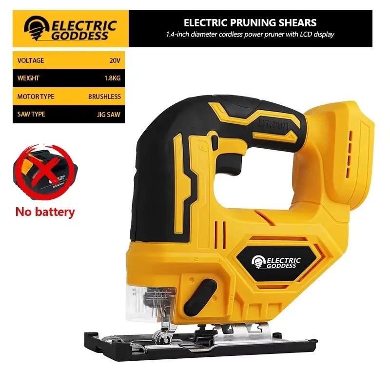 Electric Goddess Cordless Curve Saw 45 Degree Bevel Cutting Woodworking Chainsaw Cutting Metal Wood For Dewalt 20V Battery Pin