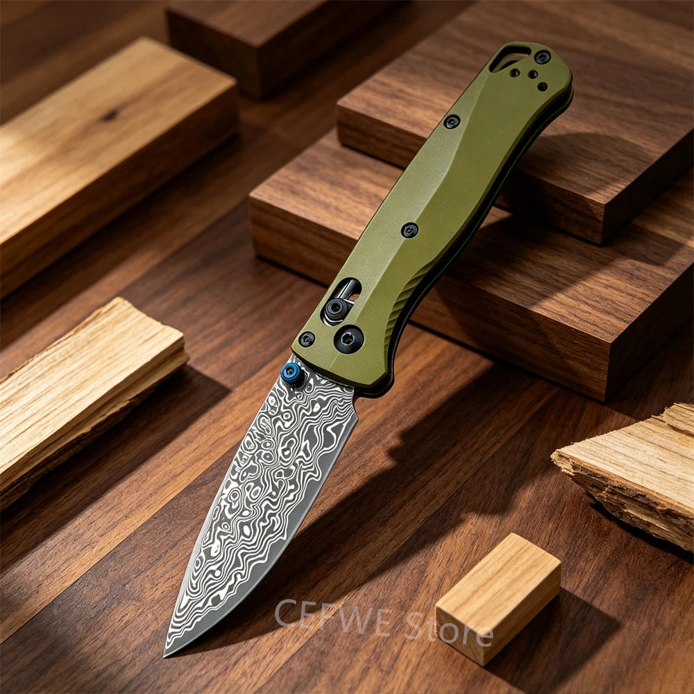 BM 533 Mini Bugout Axis Folding Knife, D2 Steel Blade Aluminum Handle Outdoor EDC Camping Hiking Fishing Cutting Tool Ideal Gift for Men