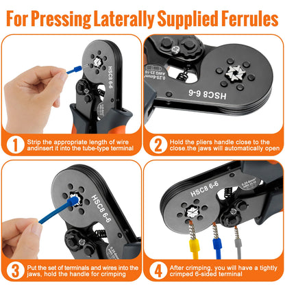 Ferrule Crimping Tool or Tool Kit,HSC8 6-6A/6-4A Ratchet Mini Electrical Clamp,for Tubular Terminal,WOZOBUY Brand Hardware Tool