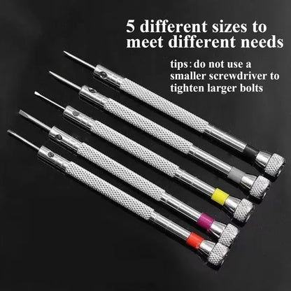 5 Pcs Precision Screwdriver Set for Watch Eyeglasses Jewelry Repair Waterproof Wear-Resistant Portable Hand Tools