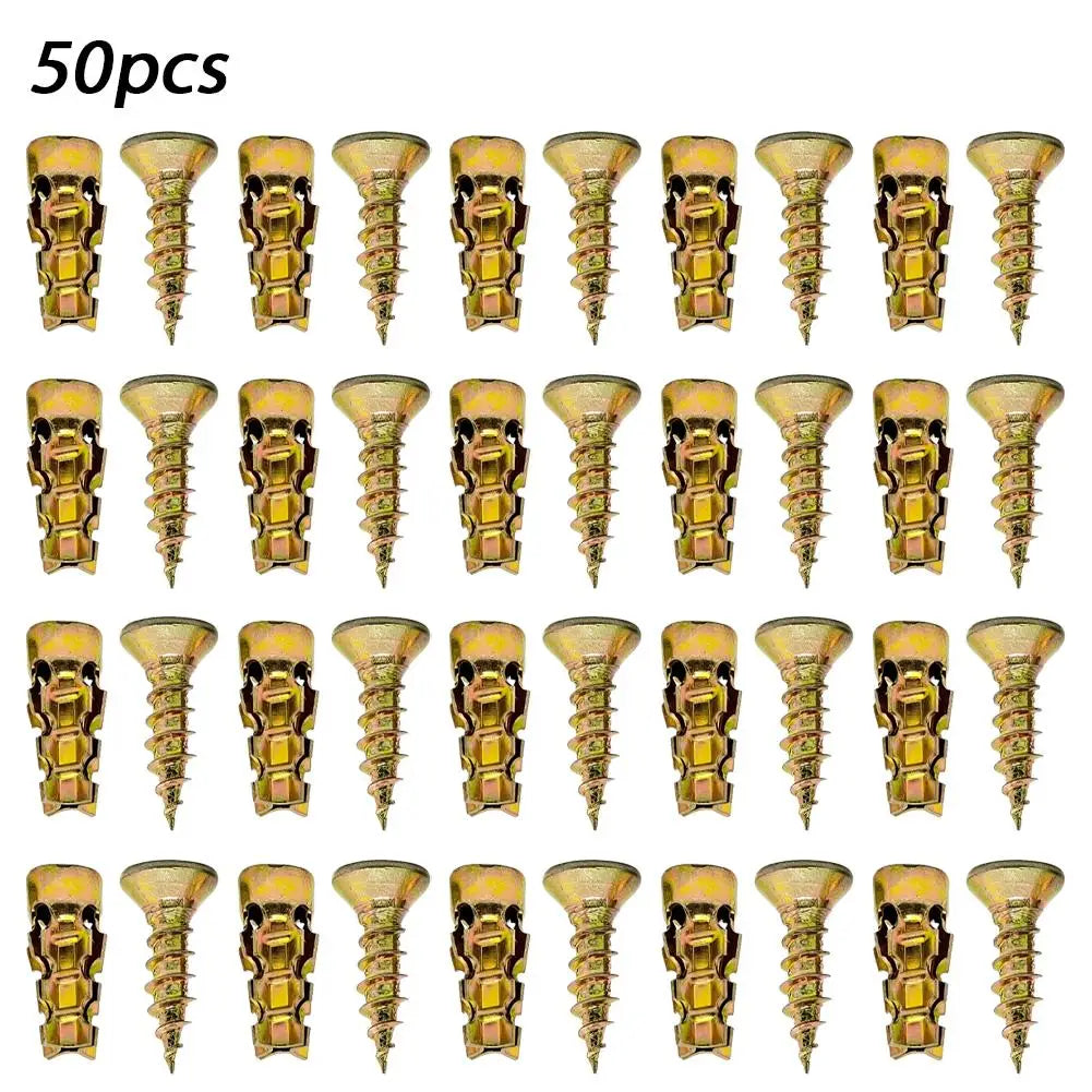 30/50/100pcs 6x14mm Short Expansion Screws Set Cabinet Door Hinge Stripped Thread Repair Screws Wall Anchors Fixer