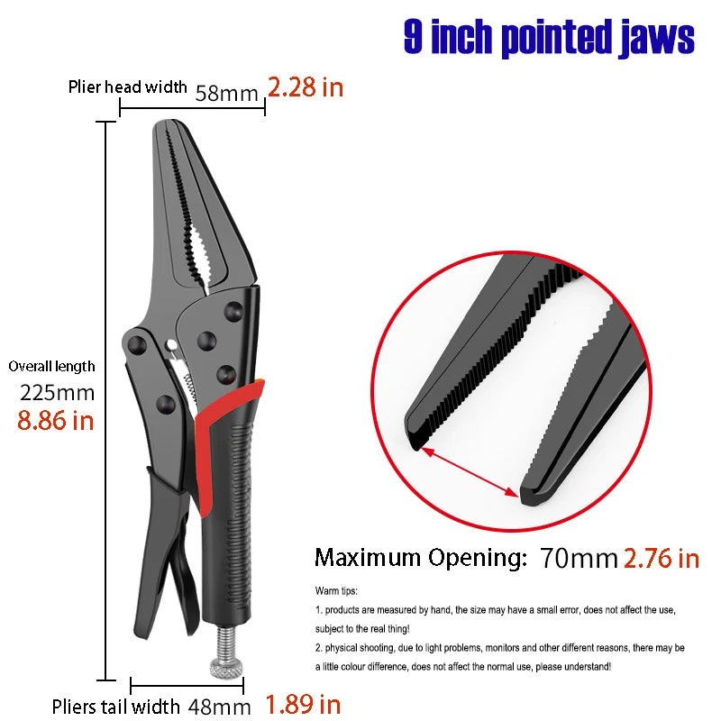 Heavy Duty Locking Pliers Multi-Function Pipe Wrench Strong Clamp for Woodworking Automotive Plumbing Repair Universal Hand Tool
