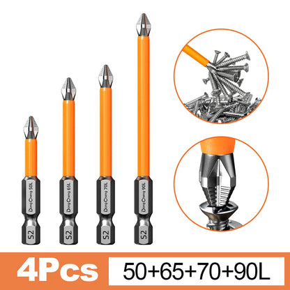 Anti Slip Bits Magnetic Screwdriver Bit Set S2 Alloy Steel Impact Resistance Hex Shank Alloy Steel Bits Suitable for Power Tools
