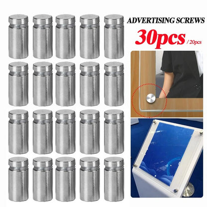 30pcs Advertising Nails 12x20/25/25mm Stainless Steel Screws for Wall Mount Glass/Acrylic Sign Standoff Fixing Screws Hardware
