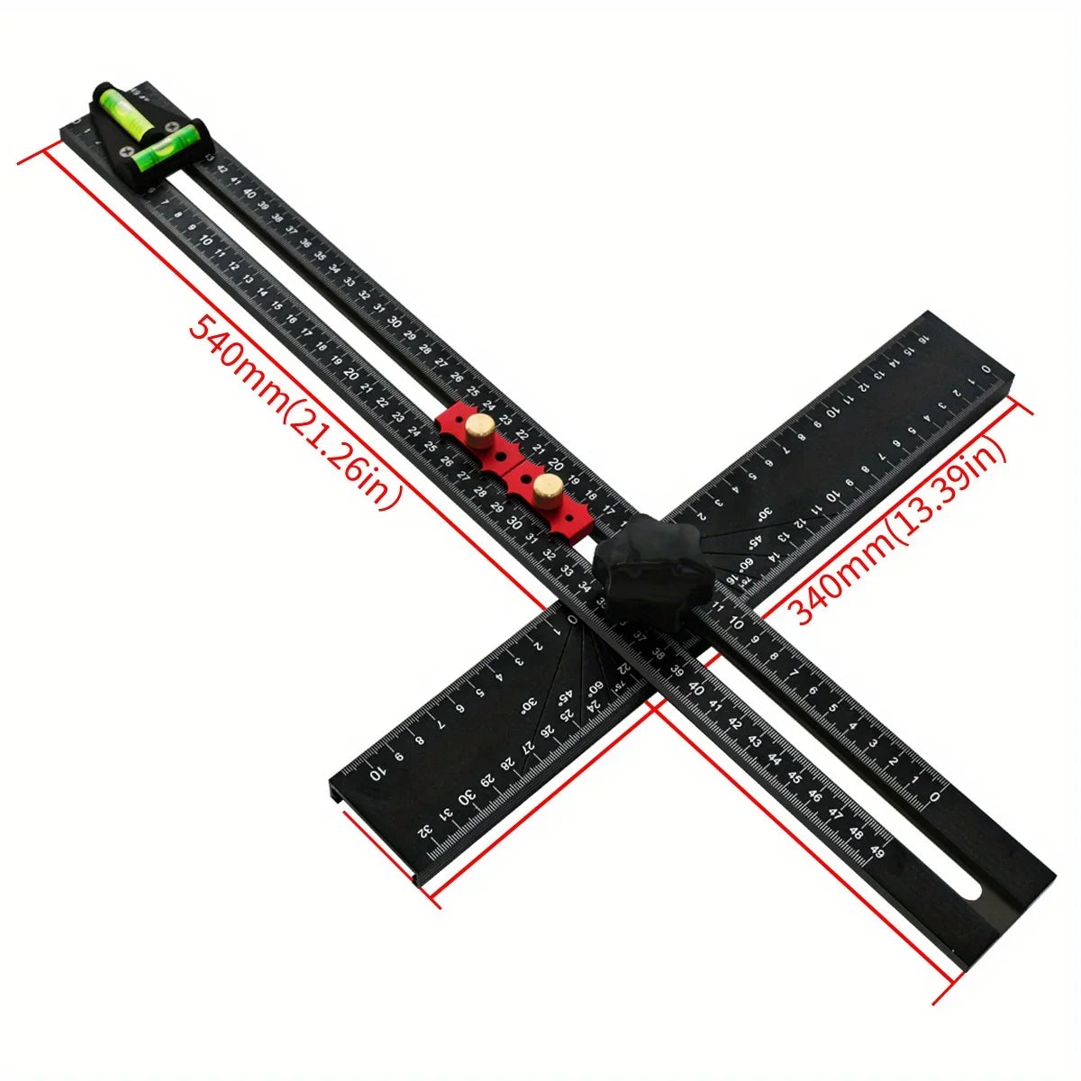 2-in-1 Adjustable T Square Drilling Positioning Ruler Aluminum Cabinet Drawer Hardware Hole Drilling Template Kit