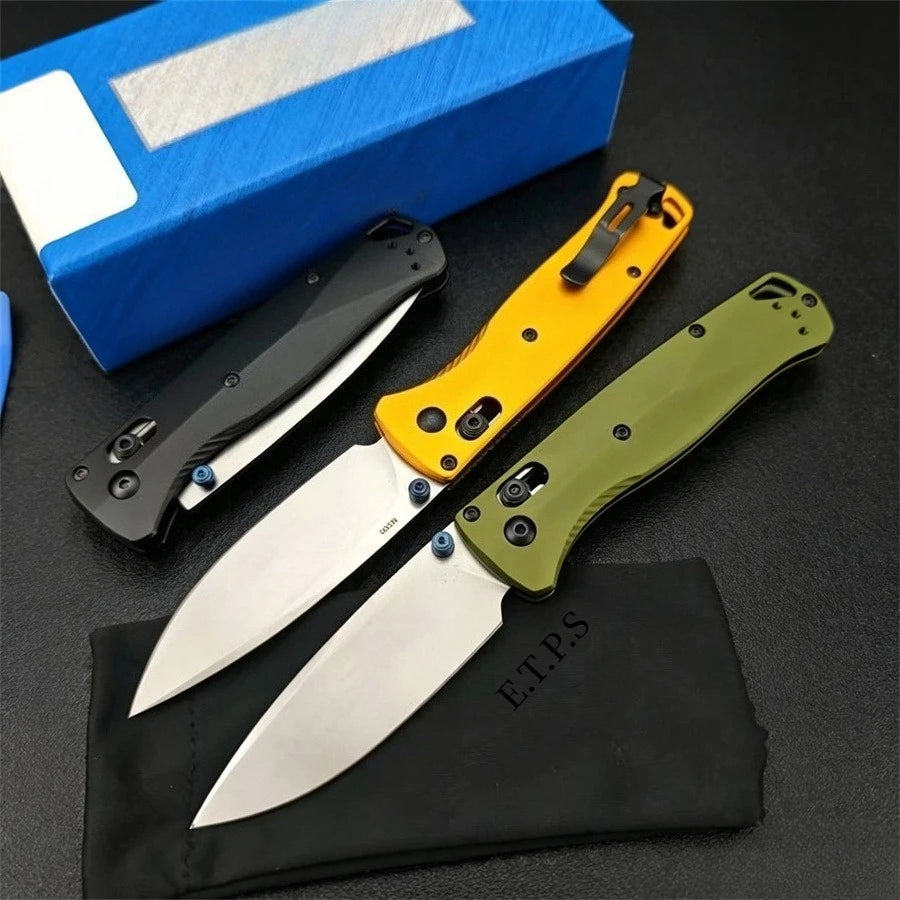 BM535BK-07 Bugout Axis Lock Folding Knives D2 Blade with Aluminum Handle Drop Point Blade Outdoor Camping Hunting Pocket Knives