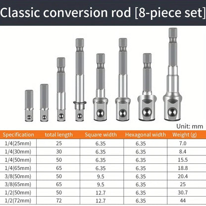 Internal Hexagonal Handle Universal Drill Bit Screwdriver Impact Socket Adapter Drill Bit Kit 1/4 "3/8" 1/2 "Hexagonal Handle