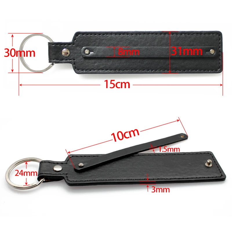 50pcs/lot PU Leather Keychain with 8mm Slide Bar Keyrings Key Holder Fit for 8mm DIY Slide Charms