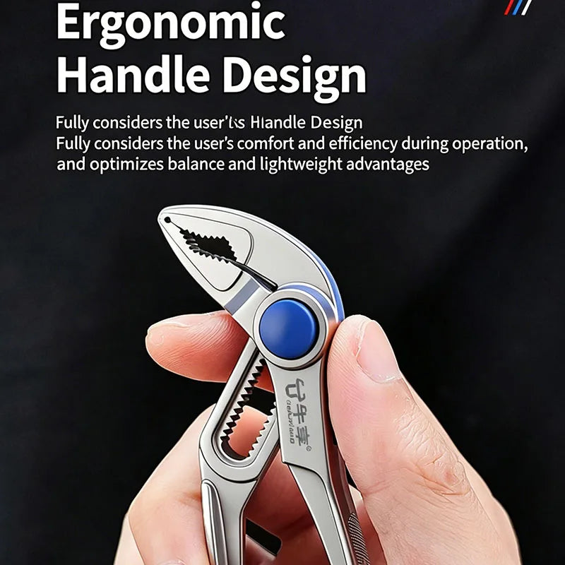 4 Inch Mini Groove Joint Pliers with Push Lock V Jaw Fast Adjustable for Tight Spaces Multi Surface Grip