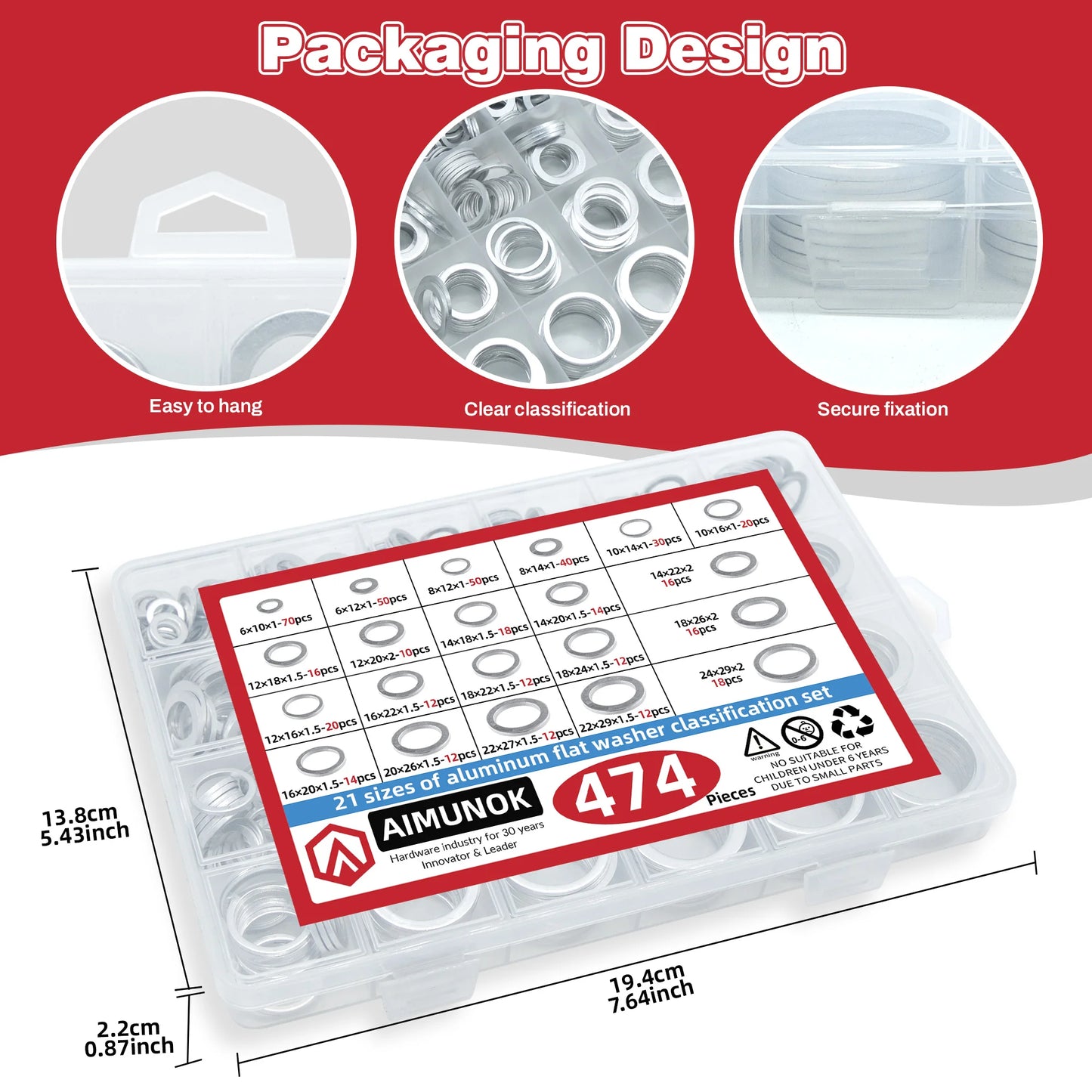 21 Sizes 474Pcs Aluminum Flat Washers Kit Metric Metal Washers Assortment for Automotive Plumbing Furniture Repair Hardware Fast