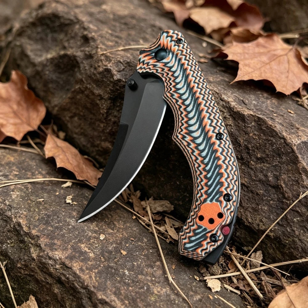 865 High Hardness Folding Knife G10 Handle Outdoor Hiking Wilderness Exploration Camping Cooking Barbecue Multi Functional Wear Resistant Practical Tool