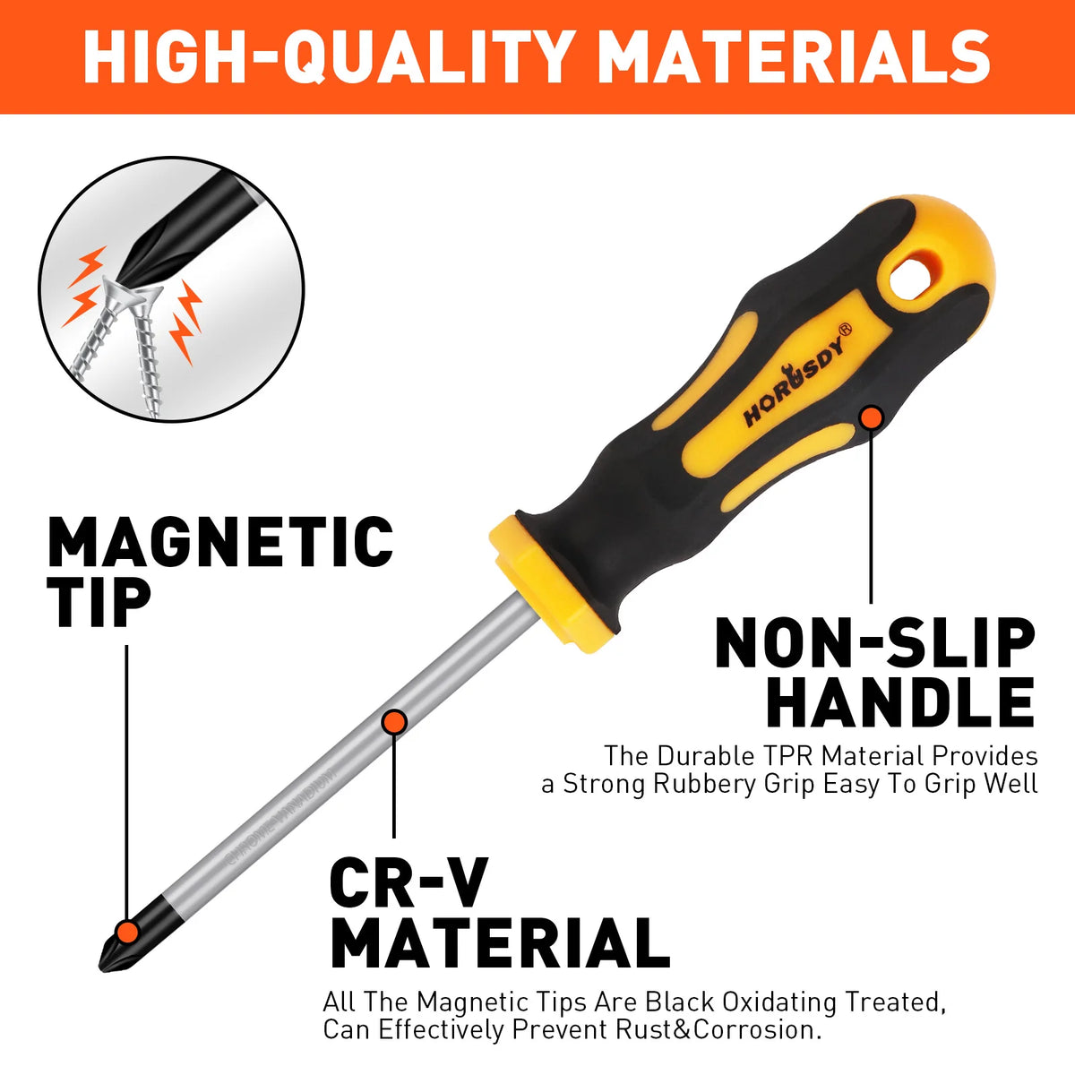 HORUSDY 11-Piece Magnetic Screwdriver Set Phillips Flat Head Tip with Magnetizer