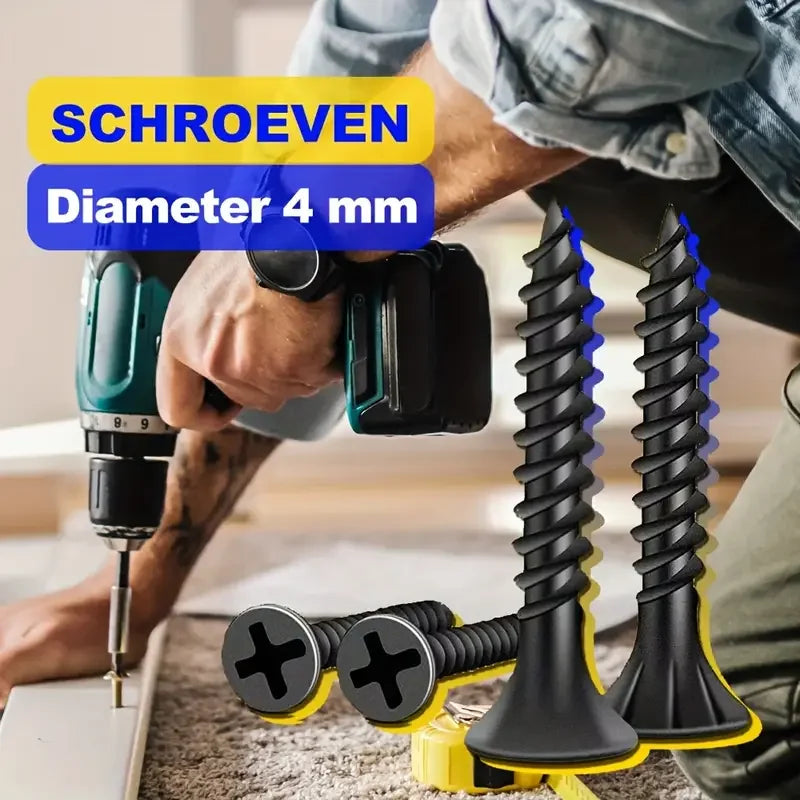 50pcs M3.5 Black Steel Small Phillips Flat Countersunk Cross Round Pan Head Self-tapping Wood Screws DIY Carbon Steel Screws