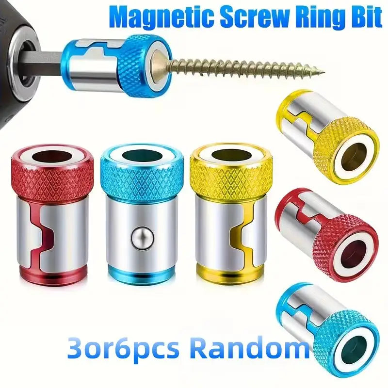 3or6pcs Random Universal Magnetic Drill Bits, 1/4" Hex, Extra Long, for Phillips Screws, Electric