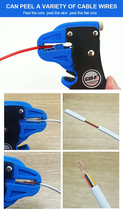 Bomurph Automatic Wire Stripper and Cutter, 2 in 1 Adjustable Electrical Cable Wire Stripping Tool Eagle Nose Pliers