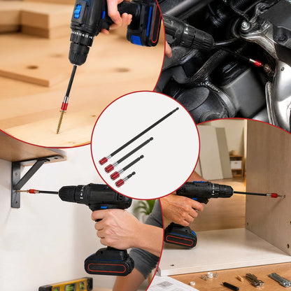 Magnetic Drill Bit Extension Set 1/4 Hex Shank Quick Release Impact Driver Extender Bar Dual Lock Screwdriver Holder 12 Inch Lon
