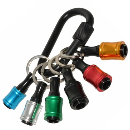 Bit Holder With Carabiner 1/4"Hex Shank Alloy Screwdriver Bits Holder Quick-change Extension Bar Keychain Drill Screw Adapter