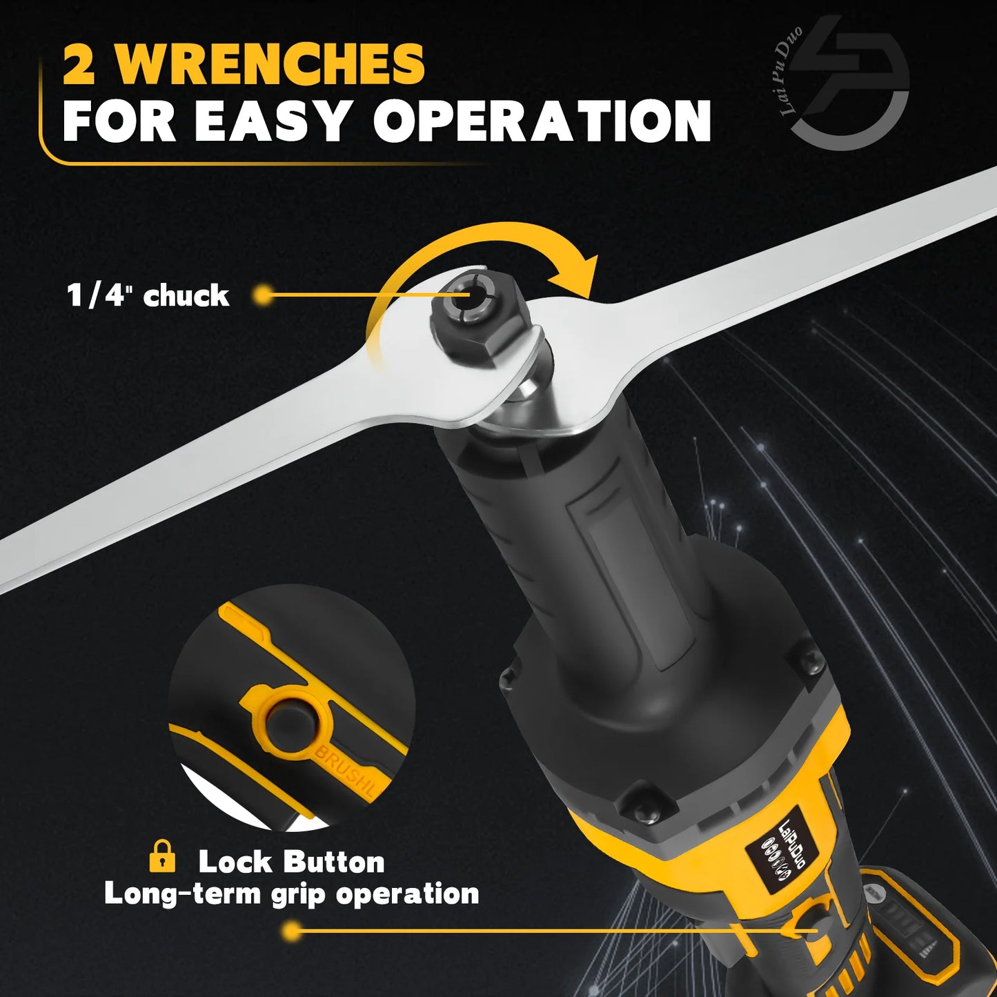 Brushless Electric Die Grinder 4 Variable Speed Cordless Grinder Metal Grinding Polishing Deburring For Dewalt 20V Battery Pin