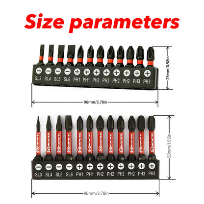 S2 High-Hardness Alloy Steel Impact-Resistant Screwdriver Bits, 12/24 Pieces Phillips and Flathead Dual-Purpose Bit Set, 25Mm/50Mm Dual-Length Torque Bits, Universal Screwdriver Bits for Electric Drills