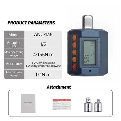 ANC Industrial Digital Torque Meter Torque Gauge 30 135 200 340 N M Torque Adapter Maintenance Instrument for Accurate Detection