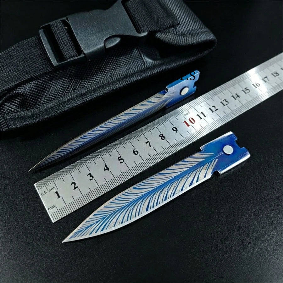 Blue Troodon Knife Outdoor Hunting Survival Tool Multifunctional Pocket Folding Knives with Nylon Sheath