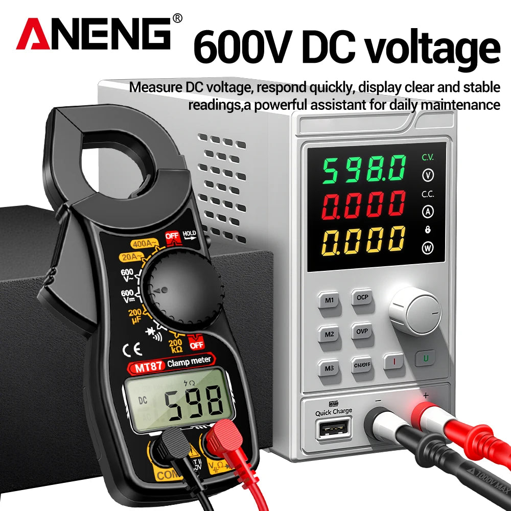 ANENG MT87 1999 Counts Clamp Multimeter AC/DC 600V Voltage 400A Current Resistance Tester with Data Hold Digital Clamp Meter