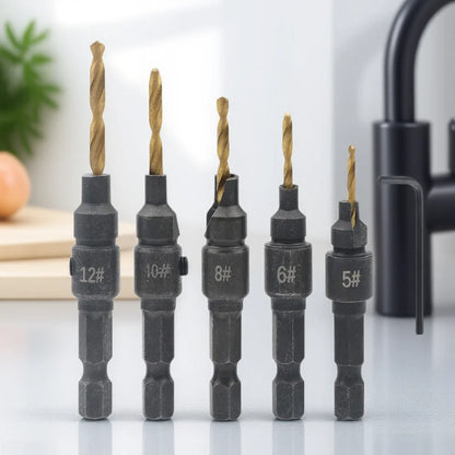 5Pcs Conical Drill Bit Countersink Woodworking Drilling Pilot Holes HSS Universal Counterbore Cutter Screw Hole Drill