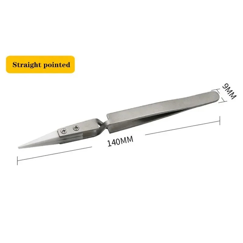 1/3 Pcs Ceramic Straight Tip Electronic Soldering Tweezers, Anti-Static Reverse Acid Resistant Precision Chuck Ceramic Tweezers