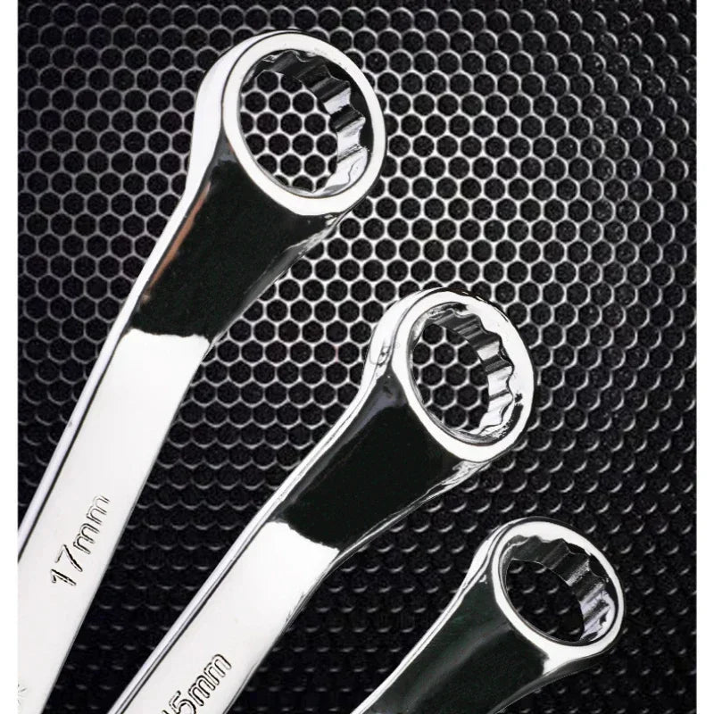 6pc Double Head Plum Blossom Wrench Set, 45° Angle, High-Carbon Steel