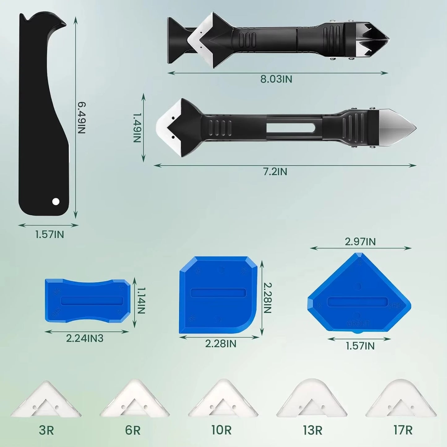 9 in 1 9pcs Silicone Remover Sealant Smooth Scraper Caulk Finisher Grout Kit Tools Floor Mould Removal Hand Tools Set