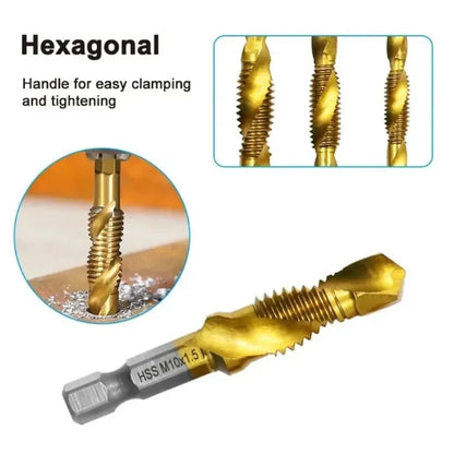 6Pcs HSS Drill Tap Set High Speed Combination Drill and Tapping Tool for Drilling Tapping Threading M3 M4 M5 M6 M8 M10 Drill Bit