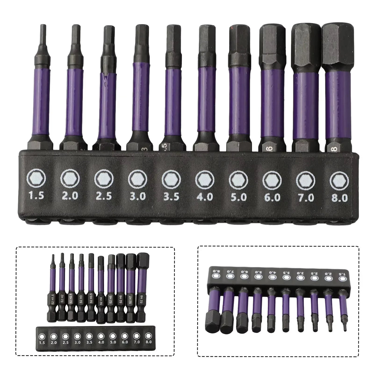 10PCS Impact Drill Bit Set S2 Steel Hex Head Shank Magnetic Screwdriver Driver Bits Holder Wrench Electric Drill Tools