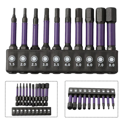 10PCS Impact Drill Bit Set S2 Steel Hex Head Shank Magnetic Screwdriver Driver Bits Holder Wrench Electric Drill Tools