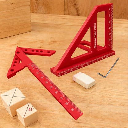 1/2PCS Woodworking Marking Tool Set,Center Line Scriber&45/90° Layout Square, Multi-Angle Plastic Measuring Gauge for Carpenters