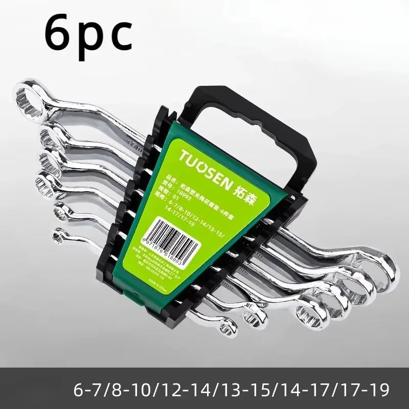 6pc Double Head Plum Blossom Wrench Set, 45° Angle, High-Carbon Steel
