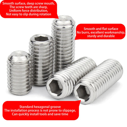 360-piece stainless steel headless hex socket screw set - M3/M4/M5/M6/M8 hex socket screws, num screws, machine screws
