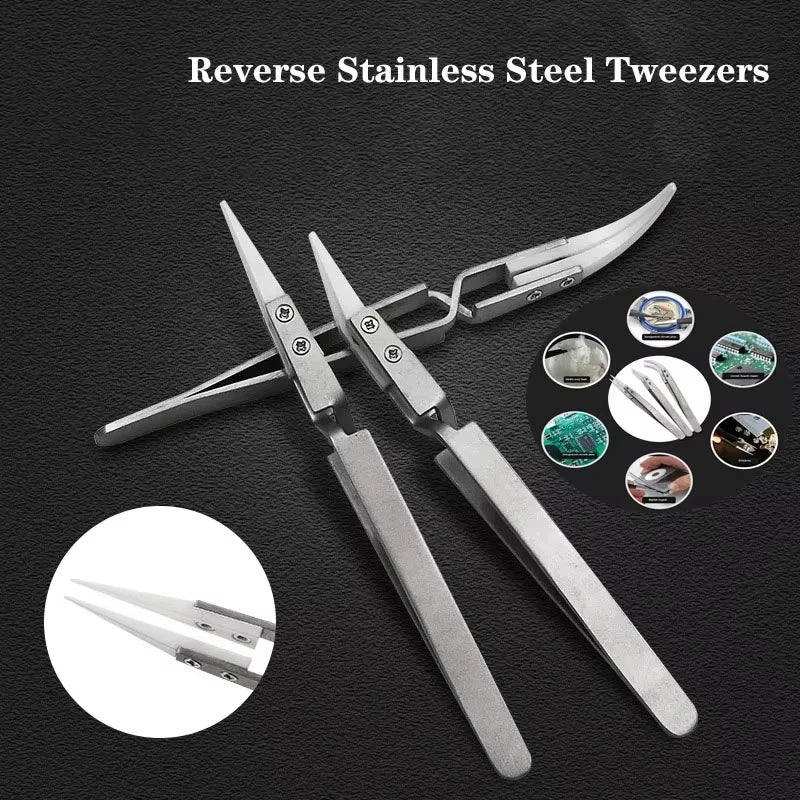 1/3 Pcs Precision Ceramic Straight Tip Soldering Tweezers Anti-Static Reverse Acid Resistant Electronic Repairing Tool