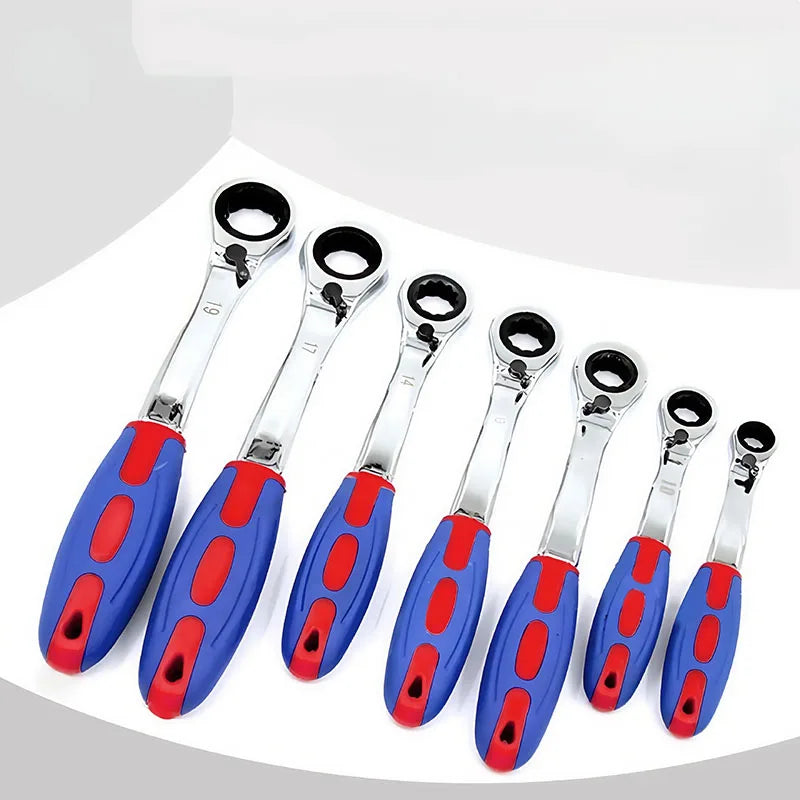 72 Tooth Plastic Handle Dual-Purpose Ratchet Wrench Household Hardware Tools Ratchet Wrench for Car Reapair Mechanical Spanner