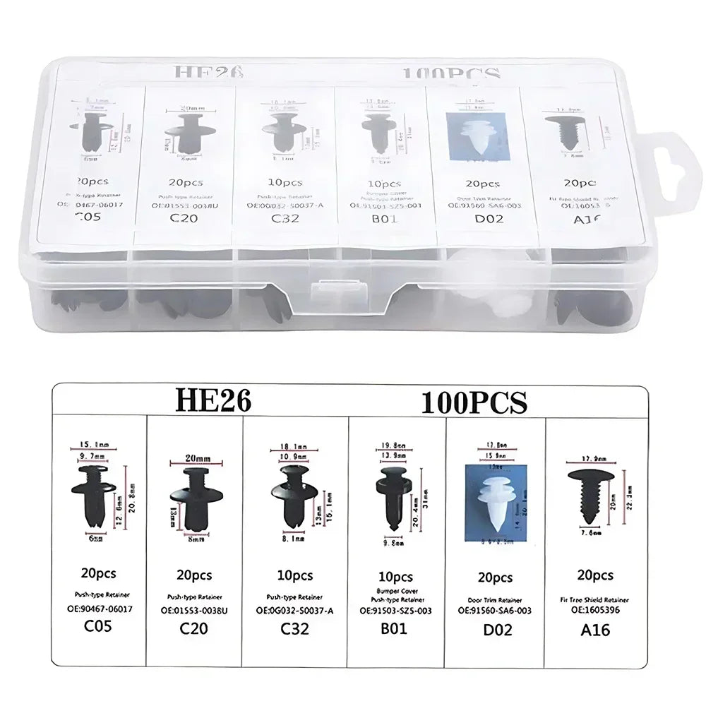 50/100pcs Auto Fastener Clip Kit Fender Rivet Clips Car Body Push Retainer Pin Rivet Bumper Door Trim Panel Retainer Car Clips