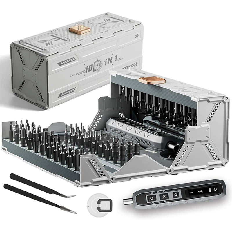 180 in 1 Precision Electric Screwdriver Set 3 Torque Modes with 160 Magnetic Bits Cordless Repair Tool Kit for iPhone PC Camera