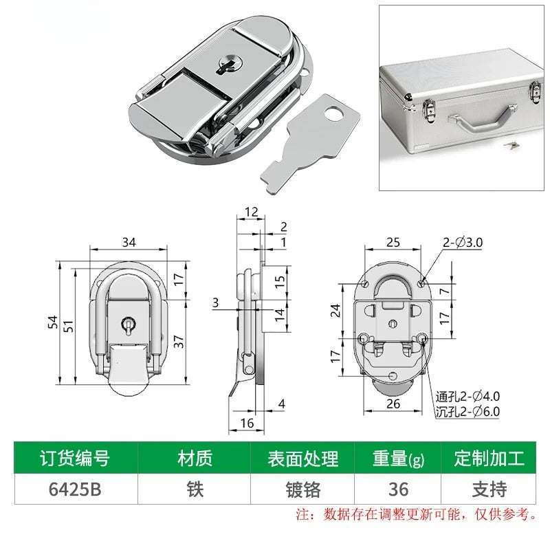 Box snap, nickel-plated iron lock snap, bag fastener, hook, wooden box and toolbox lock, fixed lock, hardware accessory
