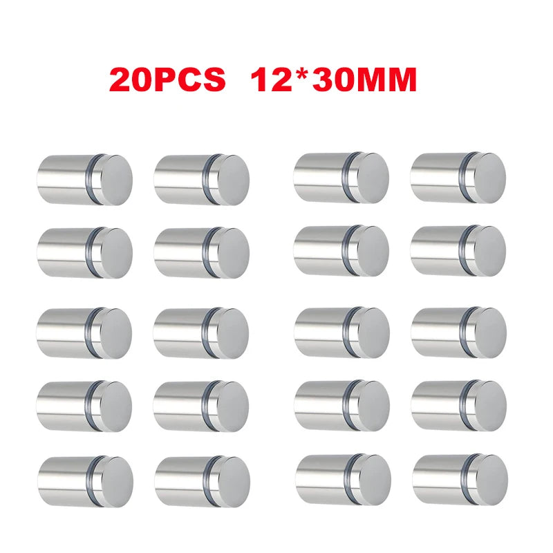 20pcs Advertising Nails 12x20/25/25mm Stainless Steel Screws for Wall Mount Glass/Acrylic Sign Standoff Fixing Screws Hardware