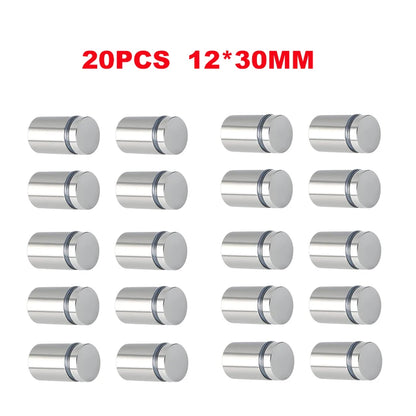 20pcs Advertising Nails 12x20/25/25mm Stainless Steel Screws for Wall Mount Glass/Acrylic Sign Standoff Fixing Screws Hardware