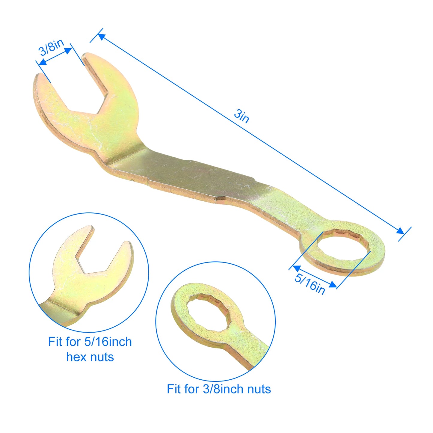 2Pcs/set 3/8" Pocket Door Wrench Adjustment Wrench Closet Door Tool for Home Hardware Repair Pivot Adjustment Wrench Hand Tools