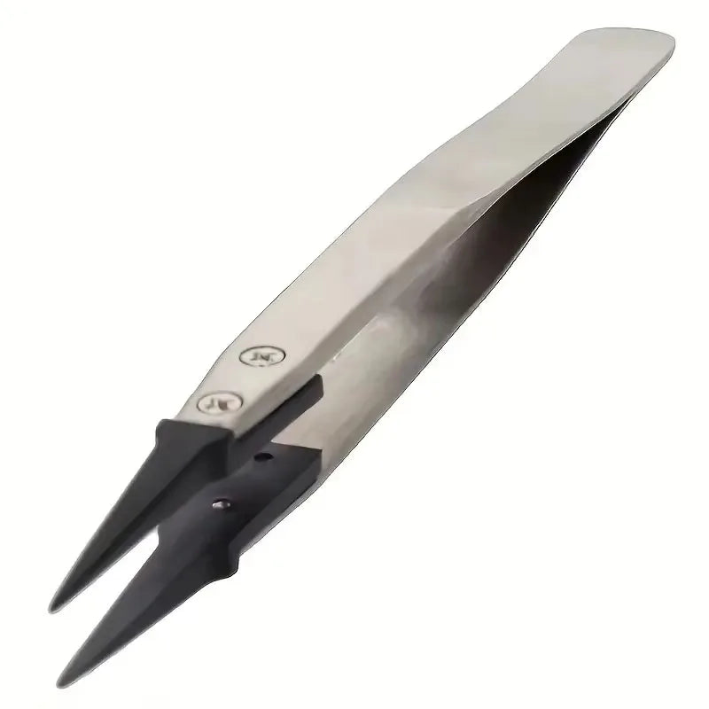 ESD-Safe Precision Tweezers Anti-Static Tips with Heavy-Duty Metal for Electronics & Jewelry Repair Tools Accessories