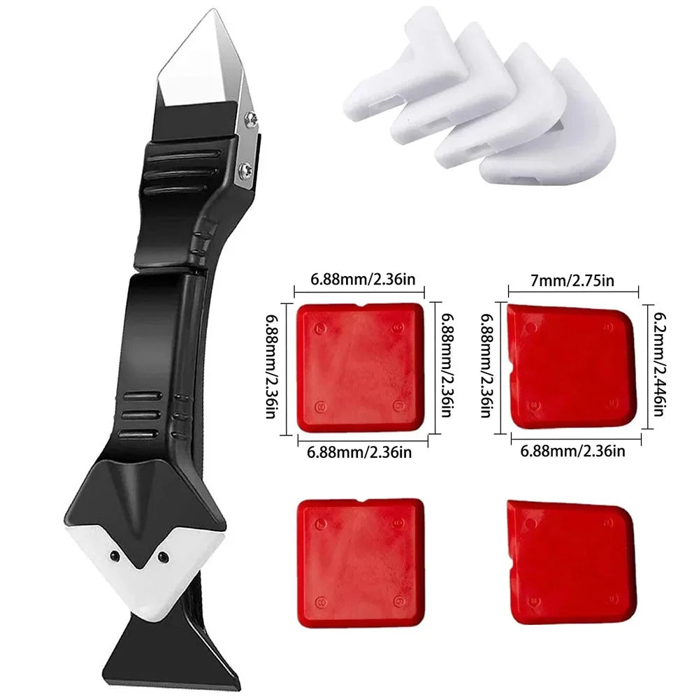 5in1 Silicone Scraper Squeegee Glue Remover Knife Caulking Angle Beauty Crack Trowel Tool Grout Scraper Kit Multifunctional Home