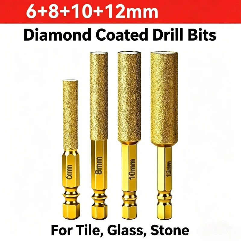Hex Shank Diamond Core Bit Set - Dry Drilling for Ceramic Tile Granite Marble, Vacuum Brazed Hole Saw, No Water Needed